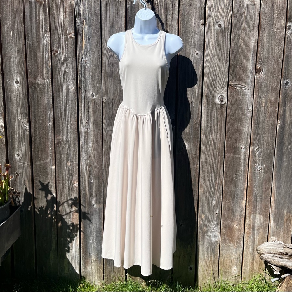 Zella cream hybrid racerback midi dress size medium